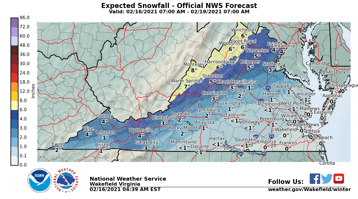 Va. forecast snow